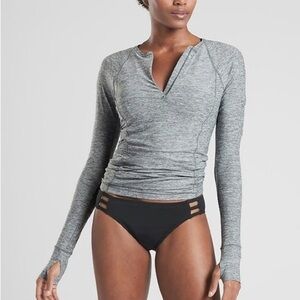 Athleta Long Sleeve Top Zip Up Henely Gray size Small